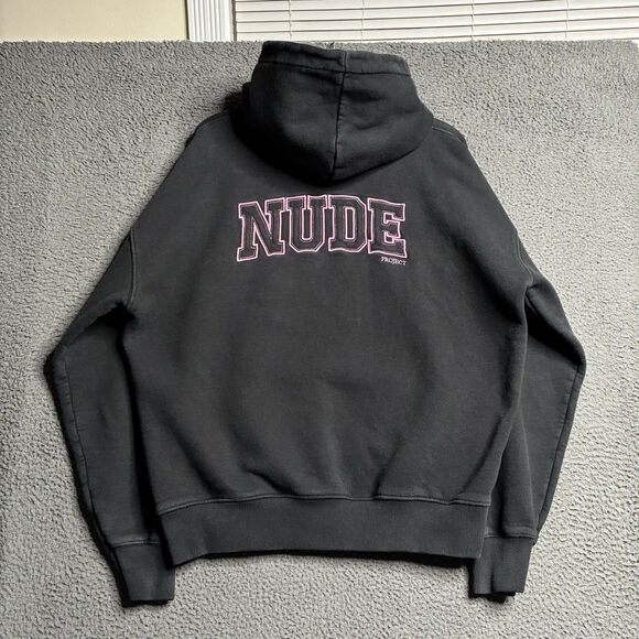 Nude Project Mens Hoodie Size Large Embroidered Logo Double Sided Designer - Picture 1 of 13